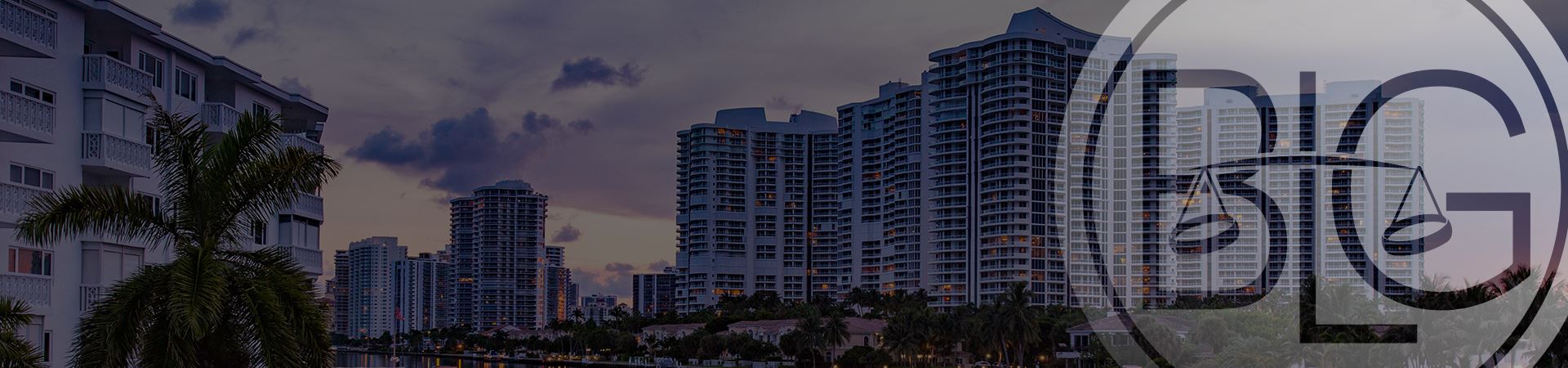 Florida cityscape with firm logo